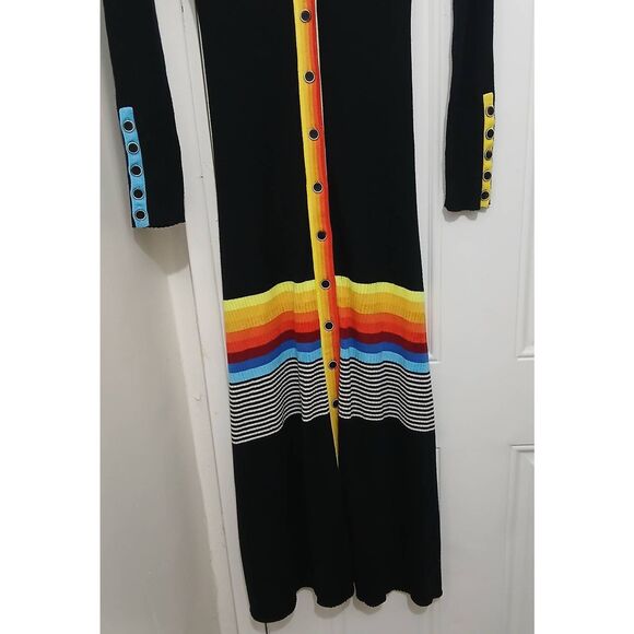 Christopher john rogers womens medium yellow black maxi dress wool colorblock - Picture 3 of 8